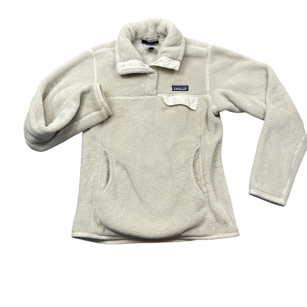 Patagonia XS Ivory Fleece Pull Over Womens Long Sleeve 100% Polyester Jacket